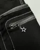 Jeans pour femmes Y2K INS mode rue Hip Hop ample Harajuku mignon modèle imprimé décontracté multi-poches vêtements noir 230515