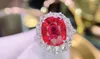 Cluster Rings HN Rubillite Ring Fine Jewelry 18K Gold Natural Rubi Tourmaline 7.85ct Gemstones Diamonds Female For Women