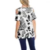 Dames t shirts zomer dames bloem print shirt o-neck short mouw blouse mode off-the-shoulder t-shirts kleding