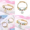 Pulseras con dijes Color dorado Ajustable Girasol Brazalete Brazalete para mujer Joyería fina 2022 Nueva entrega de gota Dhgarden Dhvkp