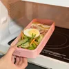 Bento-Boxen, 1000 ml, niedliche Weizenstroh-Lunchbox mit Aufkleber, für Kinder, Schule, Erwachsene, Büro, Mikrowelle, Picknick, tragbare Bento-Box mit Löffel, Gabel, 230515