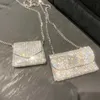 Plånböcker och lyxdesigner Evening Silver Silver Clutch Bag Handle Handväska Rhinestones Shiny Crystal Shoulder Wedding Mini