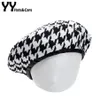 Yy Autumn Berets Cap Winter Hats for Women French Houndstooth Basker Flat Cap Plaid Elegant British Style Lady Painter Bonne 18113007