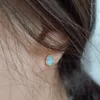 Stud Earrings In Silver Inlaid Water Drop Ear Studs Exquisite Artificial Opal Stone For Women Fashion Romantic Party Jewelry