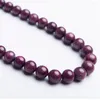 Chains 5-12mm Genuine Rose Red Natural Ruby Gemstone Crystal Round Bead Long Chain Necklaces Women Female