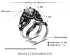 Bröllopsringar Punk Skull Ring Women Style Charm Black Zirconia Set Crystal Jewelry