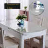 テーブルクロス透明ガラスソフトPVCテーブルクロスウェディングパーティー防水ホームキッチンオーバルパッドラウンドホロウの形状カスタムサイズ