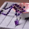 Pendant Necklaces Nature Amethyst Necklace Clavicle Chain Twist Water Drop Women's 8mm Bracelet Jewelry Holiday Gift