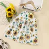 Girl Dresses Summer Children's Sling Sunflower Print Net Yarn Dress Princess Skirt Toddler Baby Girls Sleeveless