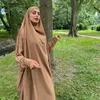 Ethnische Kleidung Muslimische Frau Gebetskleid Islam Khimar Hijab Dubai Abaya Jilbab 2-teiliges Set Arabisch Schwarz Abayas Türkei Ramadan Outfit