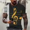 Herr t-skjortor mäns t-shirt vår sommar avslappnad bekväm andningsmusik piano grafik 3d hd tryck 2023 plus storlek