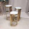 Decoración de fiesta 3 unids/set) pedestales de mesa de Metal para pastel de acero inoxidable dorado para bodas para eventos Yudao648