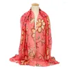 Scarves 2023 Fashion Flower Pattern Scarf Women Blossom Shawl Wrap Hijab Floral Mix Color Muslim Head