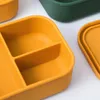 Bento-Boxen mit Deckel, Silikon-Lunchbox, Frischhaltebox, Bento-Obstsalat-Frischhalteschüssel, tragbar, versiegelt, rechteckig, Picknick-Lunchbox 230515