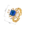 Anelli a grappolo Trendy Ruby Gemstone Opening Regolabile Green Crystal Flower Chain Ring Retro per gioielli da donna Anniversario di matrimonio Amici