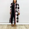 Women's Trench Coats Spring Autumn Fashion Printed Long Cardigan Coat Women Casual Loose Open Stitich