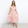 Casual Dresses Women Chiffon Dress Summer Lace-Up Butterfly Sleeve Casual Ruffle V-Neck Fashion Party Vestidos Sexig Bohemian Robe Femme 230515