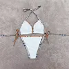 Summer New Sexy Bikini Women's Trend Simple Vacation Beach Bikini Designer Fashion Slim Split Hanging Neck Type Light Luxury High-Quality Exquisite Swimsuit Size S-XL