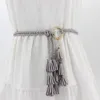 Belts Women Vintage Braided Tassel Belt Boho Girls Thin Waist Rope Knit For Dress Waistbands Accessories Lady