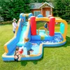 Water Slide Bounce House with Pool Inflatable Park Playhouse for Children Backyard Outdoor Play Fun in Garden Sports Basketball Hoop Toys Small Gifts Birthday Party