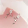 Stud Earrings Chic Dangle Noble Rhinestone Inlaid Fairy Silver Color Dangling Fashion Jewelry