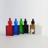 12x 30 ml lege roodblauw groen vorst zwart barnsteen wit vierkante glazen flessen met glazen piepette druppers groothandel