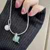 Chains 2023 Chinese Green Jade Necklace Female China-Chic Spice Girl Sweet Cool Double Layer Collar Chain Accessory Jewelry