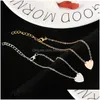 Braccialetti con ciondoli Polsino a forma di cuore per le donne Ragazze Bracciale in metallo color argento color oro Dichiarazione di gioielli Consegna all'ingrosso di goccia Dhgjd