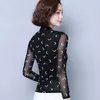 Dames blouses vrouwen sexy elastische kanten blouse vrouwelijke zwarte vintage tops puls maat dames Koreaanse fasie elegante bodycon straching v nek