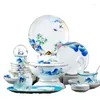 Geschirr-Sets, Geschirr, Jingdezhen-Keramik-Geschirr-Set, Essstäbchen, hohes Knochenporzellan, leichte Luxus-Phnom-Penh-Schalen