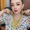 Серьги по ожерелью набор Dubai 24K Gold Lated Bridal Wedding Женские украшения CHD20990