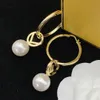 European and American Letter Circle Pearl Earrings Female French Niche Personality Temperament All-Match Silver Needle Earrings