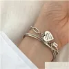 Urok bransolety minimalistyczne Sier Love Heart for Women New Fashion Vintage Ręcznie robione urodzinowe prezenty biżuterii Dhgarden dhrzx