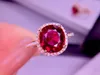 Cluster Rings E419 Fine Jewelry Pure 18K Gold Natural Red Tourmaline 3.8ct GemstoneS DiamondS Gift Female For Women Ring