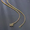 Chains Real Pure 999 24K Yellow Gold Chain Width 1.2mm Twisted Hinge Link Necklace Women Lucky Gift 40-45cm