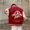 YICIYA Giubbotti da uomo Nero Rosso Oversize Varsity Jacket Vintage Uomo R Lettera Ricamo Baseball Bomber Cappotti Donna Hip Hop Streetwear Manica in pelle Abbigliamento femminile