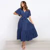 Casual Dresses Women Chiffon Dress Summer Lace-Up Butterfly Sleeve Casual Ruffle V-Neck Fashion Party Vestidos Sexig Bohemian Robe Femme 230515