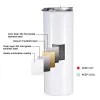 Tumblers de sublimação de armazém dos EUA em branco 20 oz em branco reto em branco Pressione copo de caneca com palha de vidro de 16 onças lata com tampa de bambu 0515