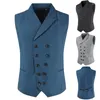 Men's Vests Men Suit Vest 2023 Spring And Autumn Korean Small Self-cultivation Lapel Jacket Double-breasted Collar