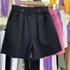 Kvinnors shorts lucyver svart vit denim shorts kvinnor sommar hög midja casual shorts kvinna grundläggande lös breda lge korta byxor 230515