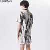 Mens tracksuits Modesets Tie Dye Streetwear Rapel Rapel Korte mouw Blazes Shorts Twee stukken Zomer Casual pakken S5XL Incerun 230512