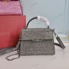 10a Üst Bayan Tasarımcı Tote Çantalar Köpüklü Elmas Kristal Omuz Çantaları Valentinose Crossbody Vsling Tote Çantalar Çanta Sling Zincirleri Çanta