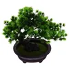 Decorative Flowers 1pc Japanese Cedar Bonsai Tree Artificial Green Realistic Indoor Potted Pine