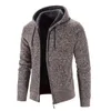 Mäns jackor högkvalitativ tröja Cardigan Jacket Winter Slim Långärmad plus Velvet Hooded dragkedja Varm casual Män stickadrock #40