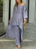 Kvinnors tvåbitar byxor 2023 Spring Summer New Fashion Loose Leisure Oversize Suit Oregelbundet långärmad fast färg Två stycken Set Women Streetwear P230515