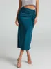 Gonne 2023 Summer Satin Skirt Women Silk Pencil Vita alta Ladies Office Long For