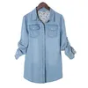 Camicette da donna Camicie Camicia di jeans a maniche lunghe classica a maniche lunghe per polsino da donna Camicetta sottile blu da lavoro Cappotto da donna primavera Jean 230512