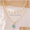 Hangende kettingen elegante imitatie parelwater drop semiprecious stenen ketting vrouwen vintage geometrische sleutelbeen sieraden gi dhgarden dhbfs