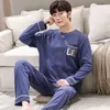 Vêtements de nuit pour hommes mode hommes pyjamas ensemble automne hiver chaud mâle à manches longues coton Patchwork mignon ours dessin animé vêtements d'extérieur vêtements de salon