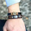 Charm Armbänder 5 stücke Retro Männer Kunstleder Geflochtenes Seil Perlen Armband Handgelenk Armreif Schmuck Herren Legierung Punk Viking Geschenk290x